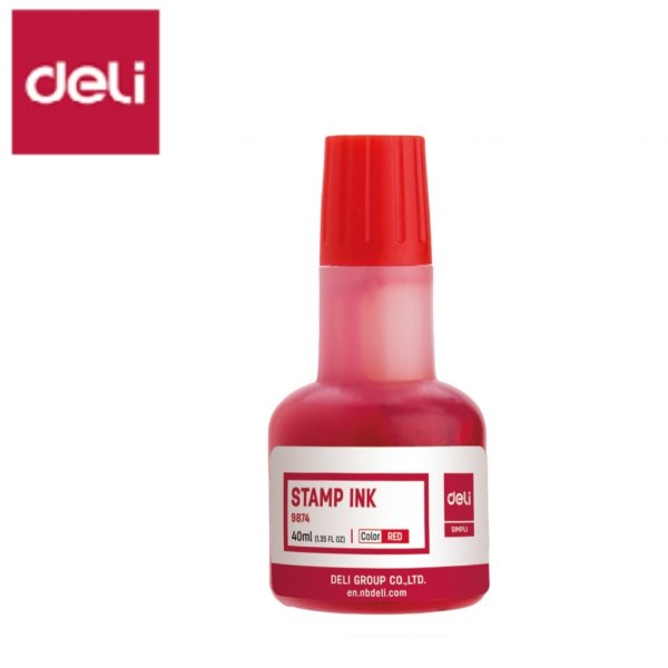 DELI E9874 STAMP PAD INK 40ML RED
