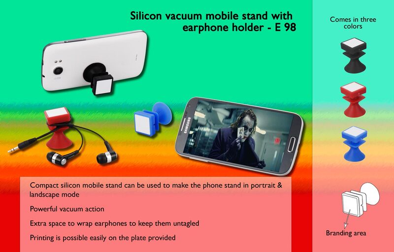 Silicon vacuum mobile stand with earphone holder