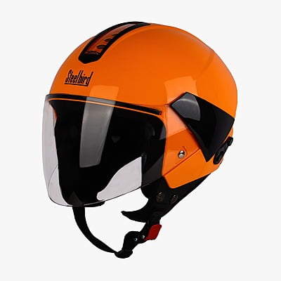 STEELBIRD SBH-5 TRIPLE NINE GLOSSY CORAL ORANGE C/V 600 MM