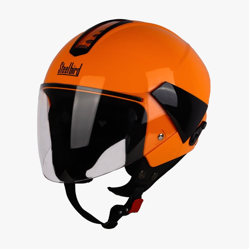 STEELBIRD SBH-5 TRIPLE NINE GLOSSY CORAL ORANGE C/V 600 MM