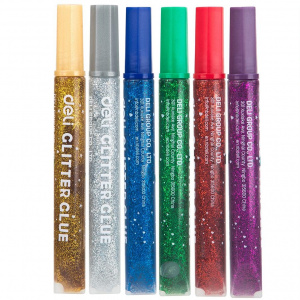DELI A71101 GLITTER GLUE 12ML 6 COLORS