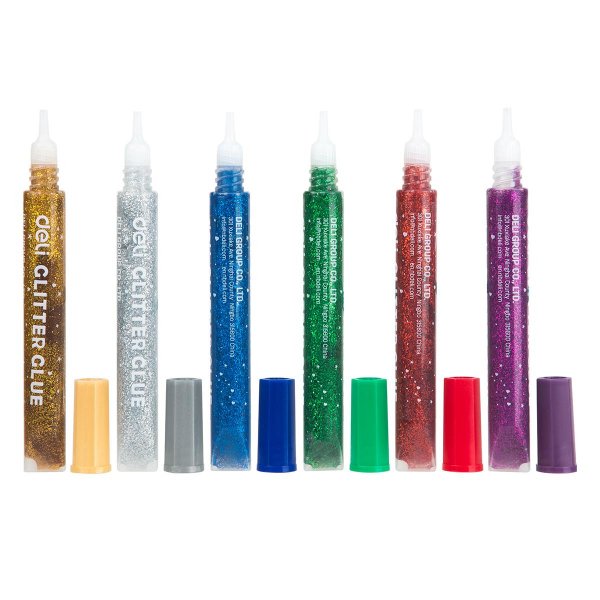 DELI A71101 GLITTER GLUE 12ML 6 COLORS