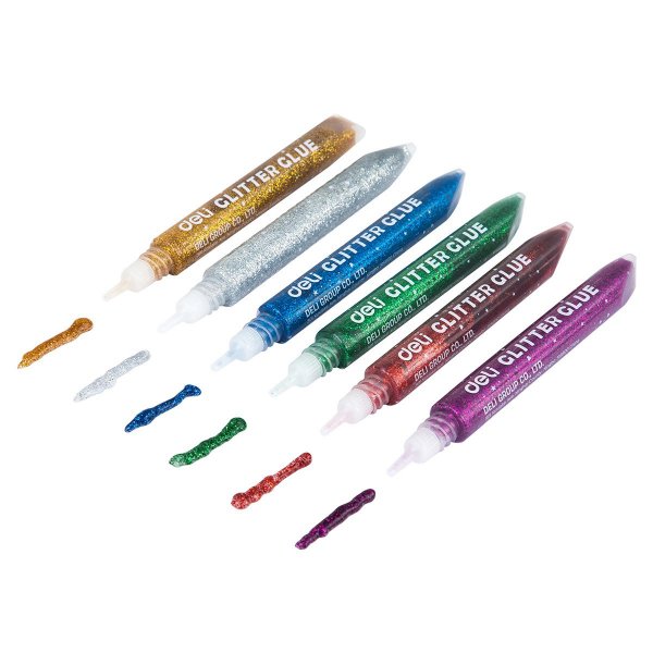 DELI A71101 GLITTER GLUE 12ML 6 COLORS
