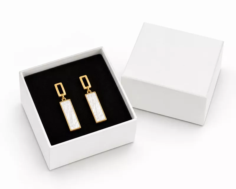 Geometric Mother-of-Pearl Gold Drop Earrings