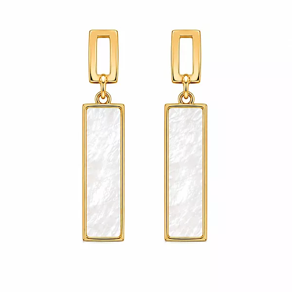 Geometric Mother-of-Pearl Gold Drop Earrings