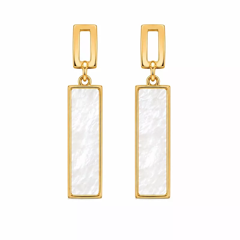 Geometric Mother-of-Pearl Gold Drop Earrings
