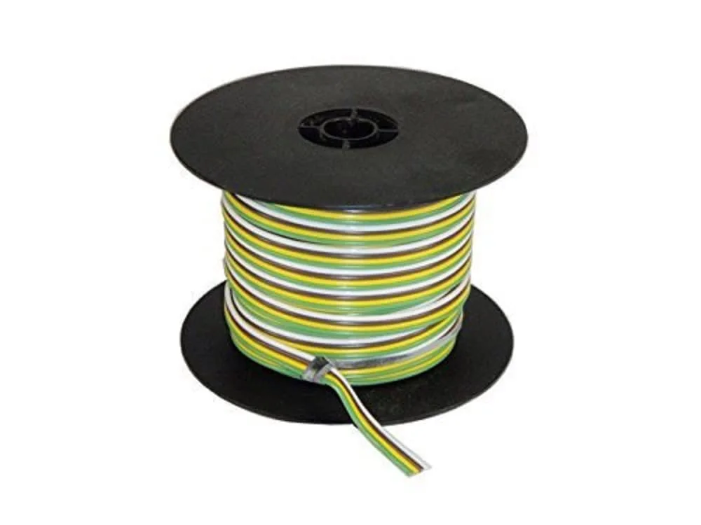 East Penn 02906 100' 14 Gauge Ribbon Wire, Yellow, Green, White, Brown