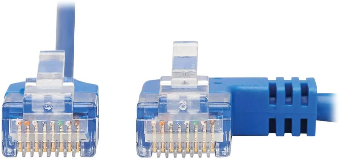 Tripp Lite Right Angle Cat6 Ethernet Cable, Gigabit Molded Slim UTP Network Patch Cable, Blue, 3 ft. (N204-S03-BL-RA)