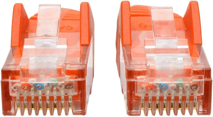 Eaton Tripp Lite Cat6 Gigabit Ethernet Snagless Molded Patch Cable UTP Orange RJ45 M/550Mhz 2Ft 2' (N201-002-OR)