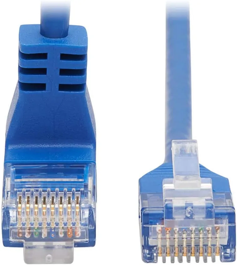 Tripp Lite Up Angle Cat6 Ethernet Cable, Gigabit Molded Slim UTP Network Patch Cable, Blue, 2 ft. (N204-S02-BL-UP)
