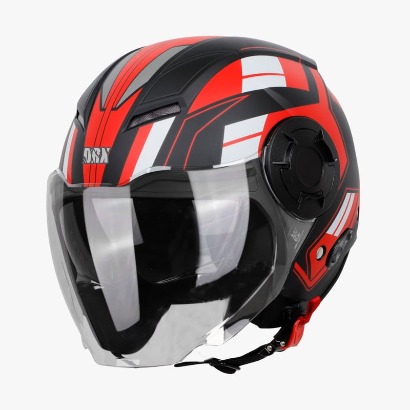 STEELBIRD SBH-31 DRX ISS PACE GLOSSY BLACK/RED C/V (L)