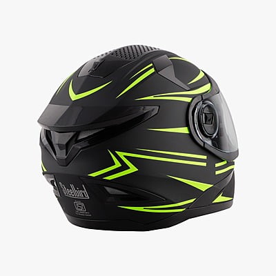STEELBIRD SBH-17 STRIPES MATT BLACK/NEON C/V (L)