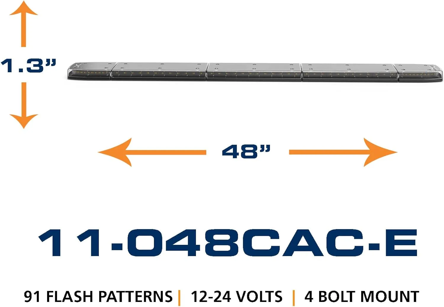 ECCO LED Light Bar 48 Inch Single Row Flood Beam Amber White 99W LED Off Road Lights for Trucks Commercial Vehicles, 5 Year Warranty