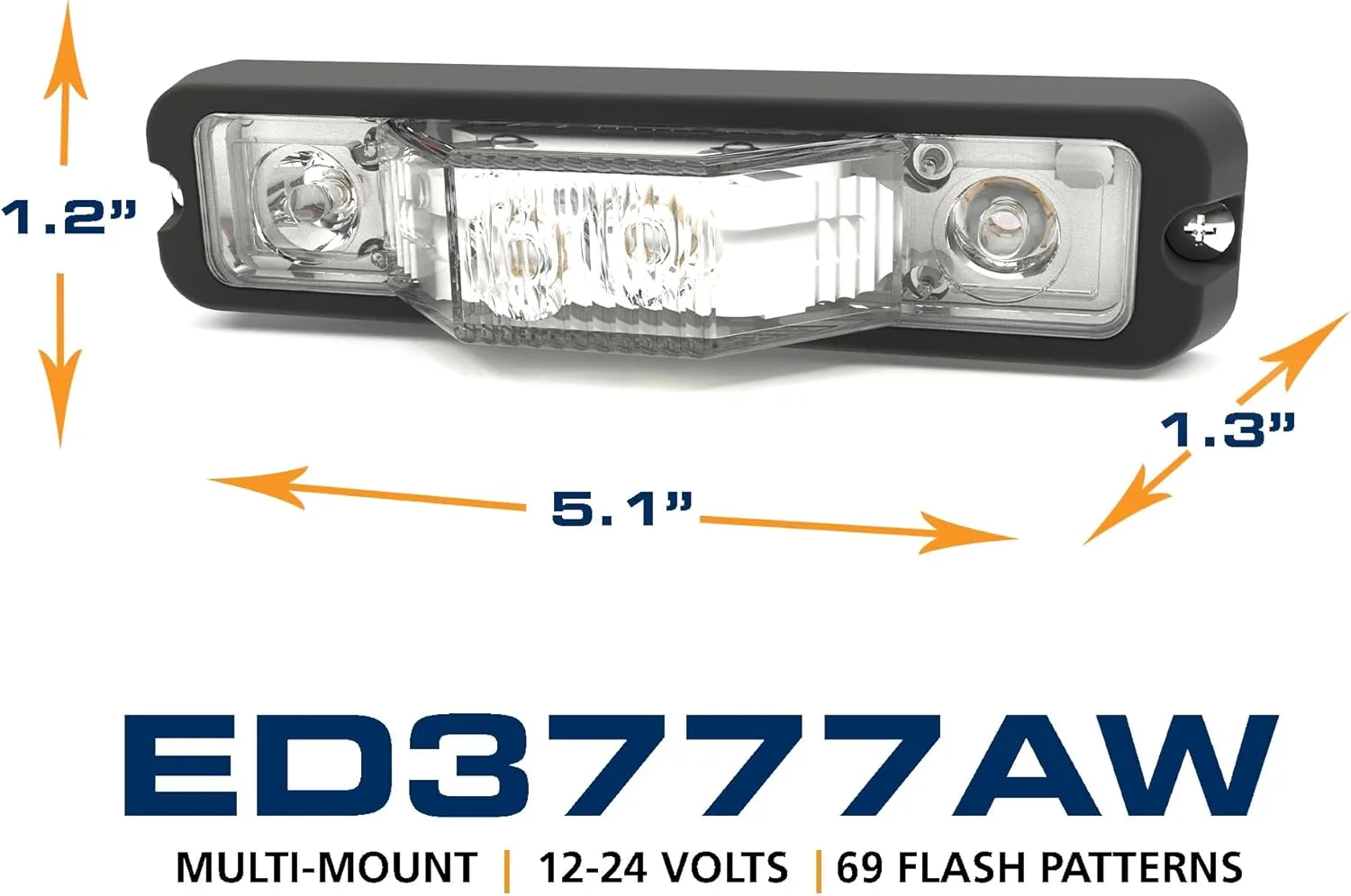 ECCO ED3777 Directional LED Warning Light, Amber/Clear