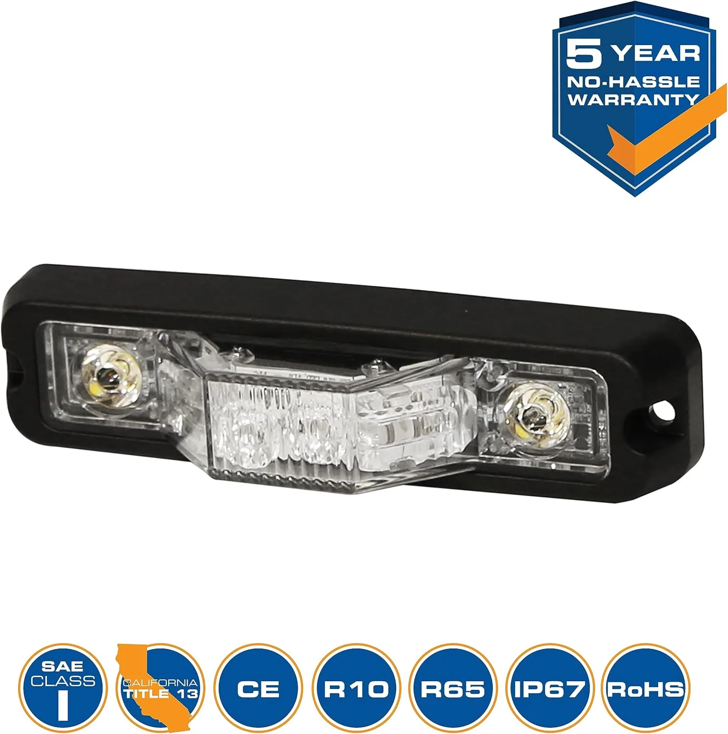 ECCO ED3777 Directional LED Warning Light, Amber/Clear