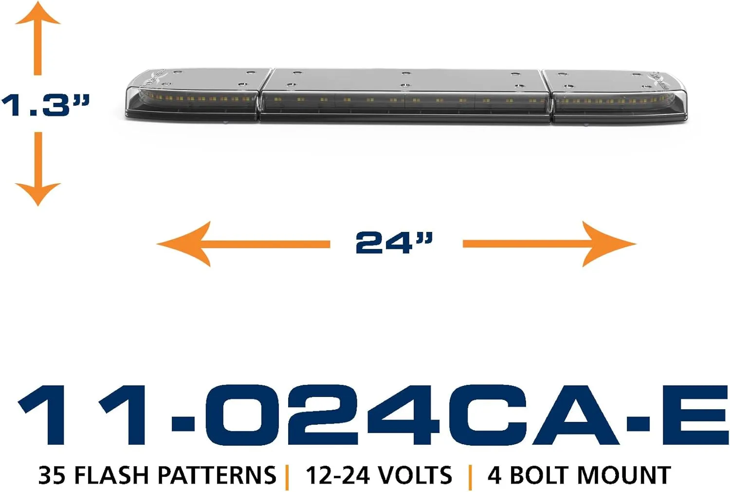 ECCO 11 Series RefleXL Narrow LED Lightbar 11-024CA-E - Amber Strobe Warning Lights