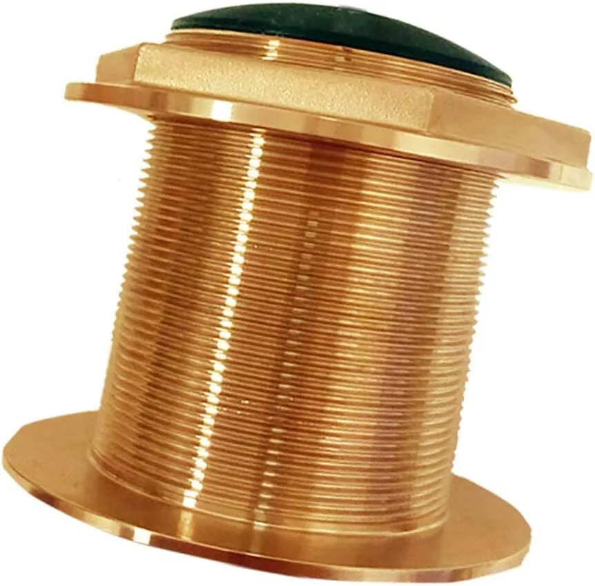 Bronze Low-Profile Thru-Hull Medium-Frequency Chirp Transducer - 1kW, 18° Tilt, 85-135kHz