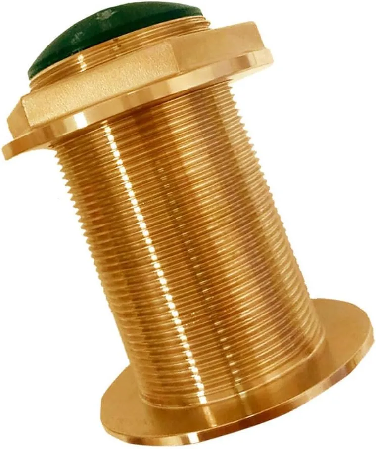 Bronze Low-Profile Thru-Hull Medium-Frequency Chirp Transducer - 600W, 18° Tilt, 80-130kHz