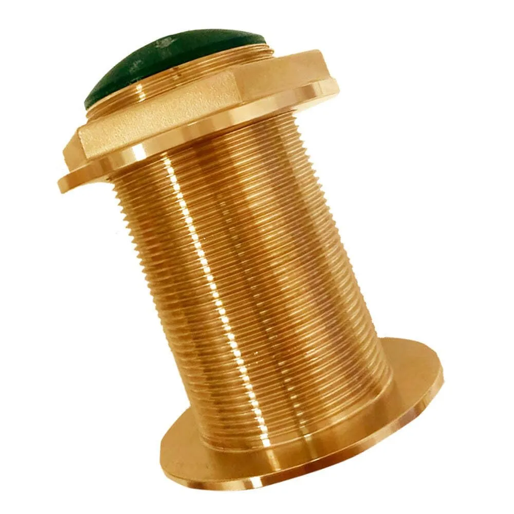 Bronze Low-Profile Thru-Hull High-Frequency Chirp Transducer - 600W, 18° Tilt, 130-210kHz