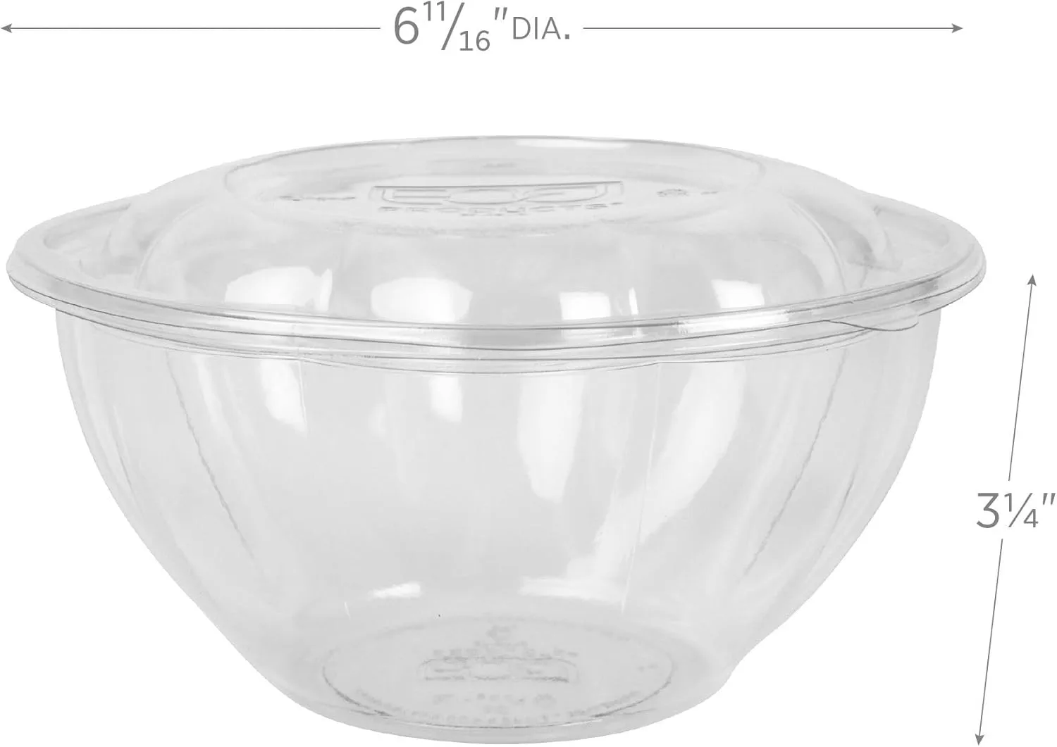 ECO-PRODUCTS Compostable Clear PLA Salad Bowls with Lids, Case of 150
