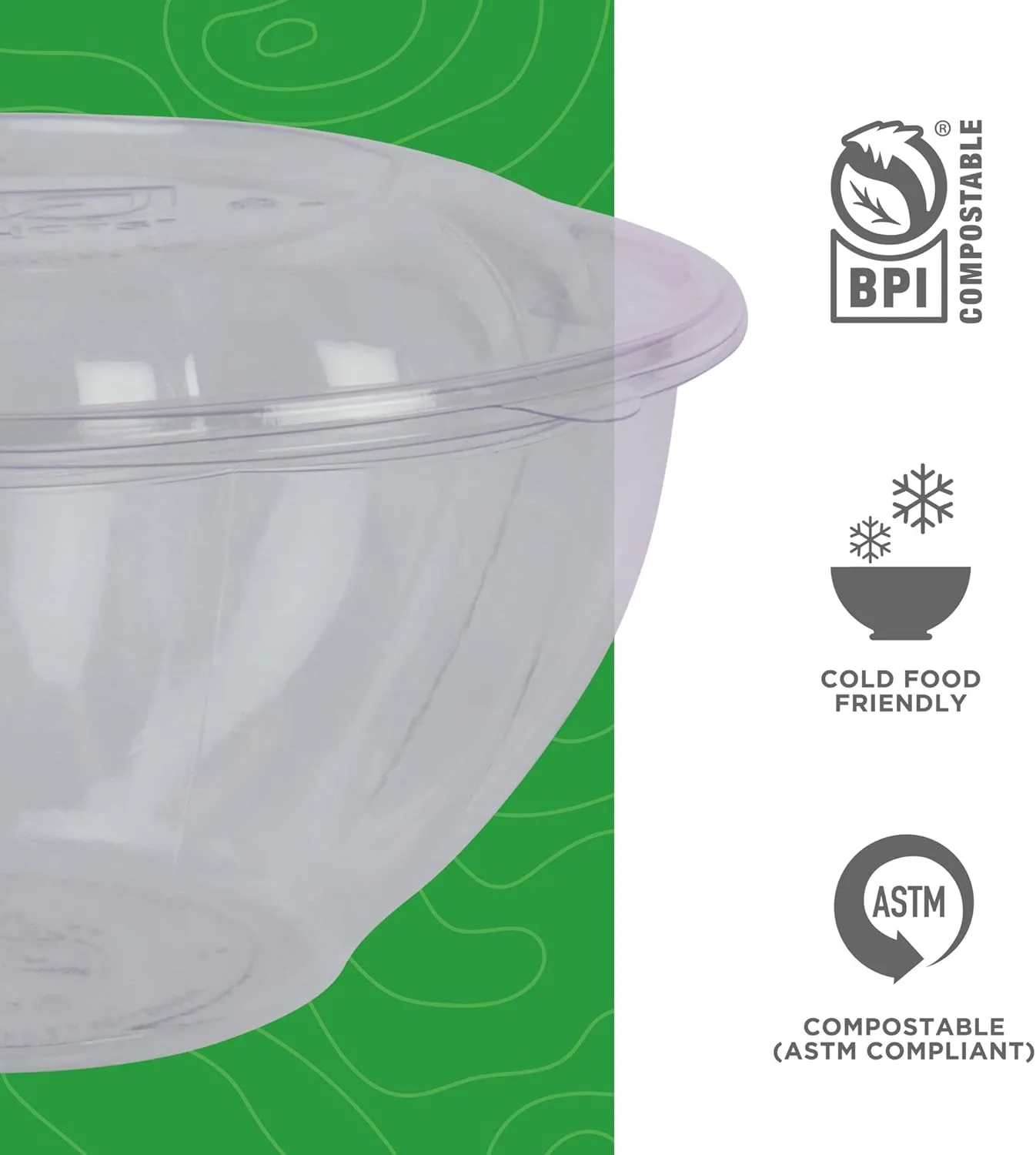 ECO-PRODUCTS Compostable Clear PLA Salad Bowls with Lids, Case of 150