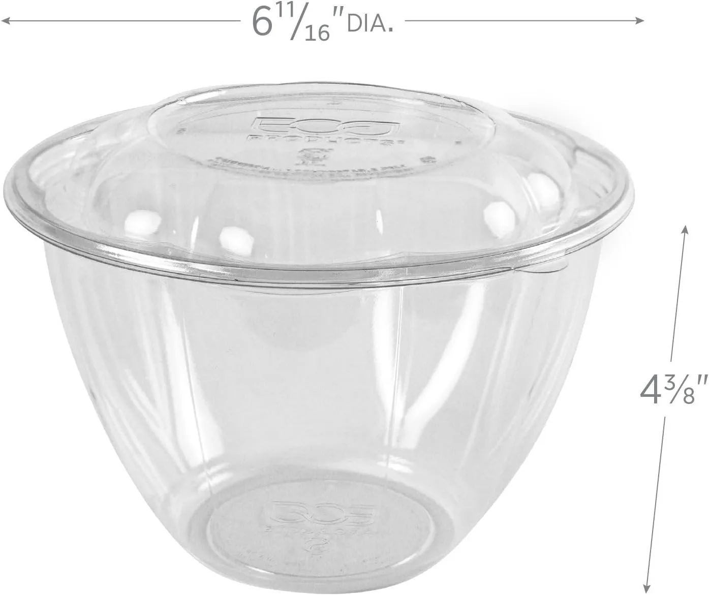 ECO-PRODUCTS Compostable Clear PLA Salad Bowls with Lids, Case of 150