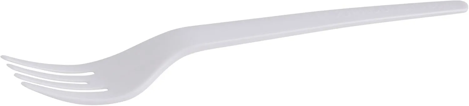Eco-Products Compostable CPLA 6" Plastic Forks, Case of 1000, Disposable White Fork, Plantware Cutlery