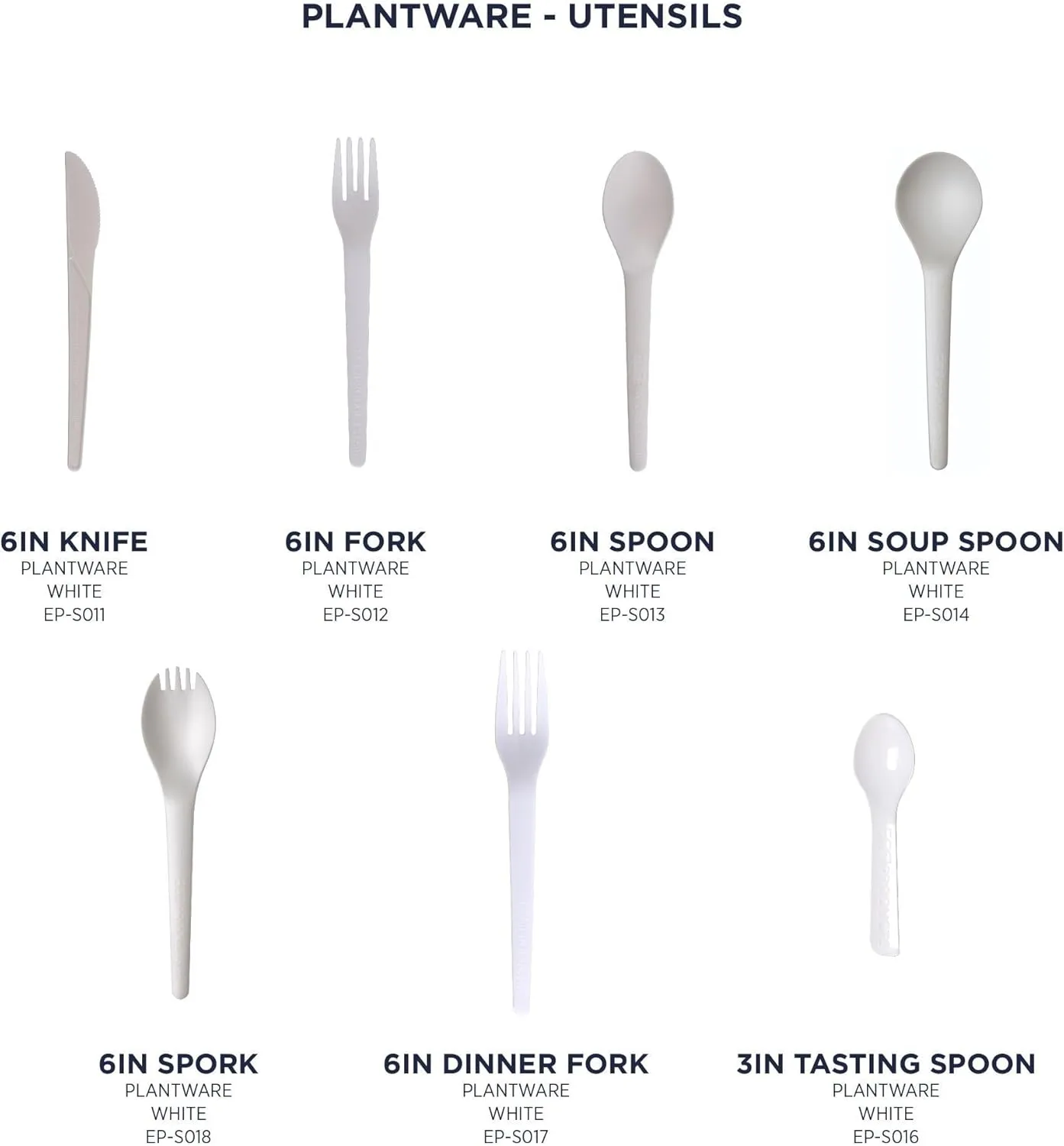 Eco-Products Compostable CPLA 6" Plastic Forks, Case of 1000, Disposable White Fork, Plantware Cutlery