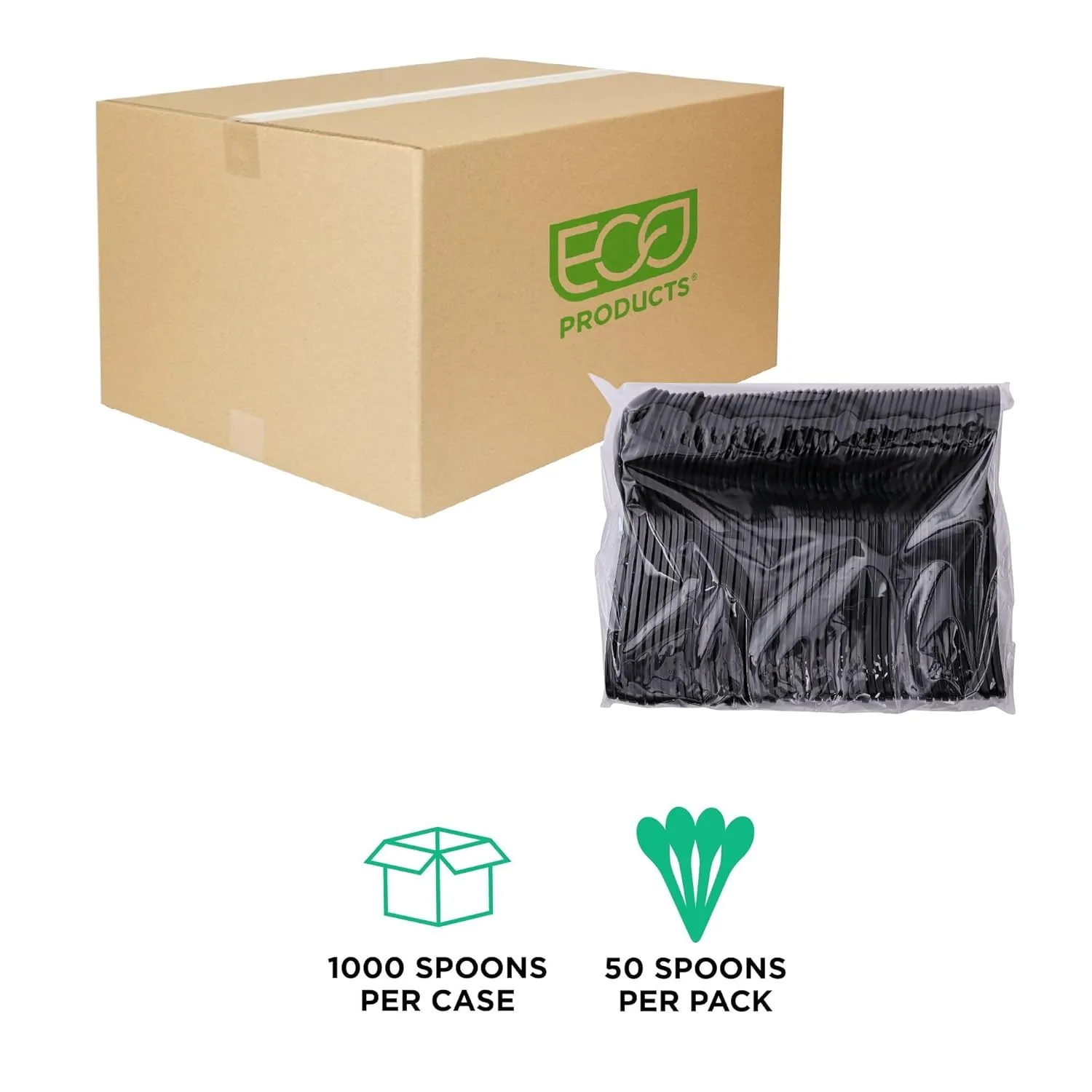 Eco-Products 6" Recycled Plastic Cutlery and Utensils, 100% Post-Consumer Recycled Polystyrene