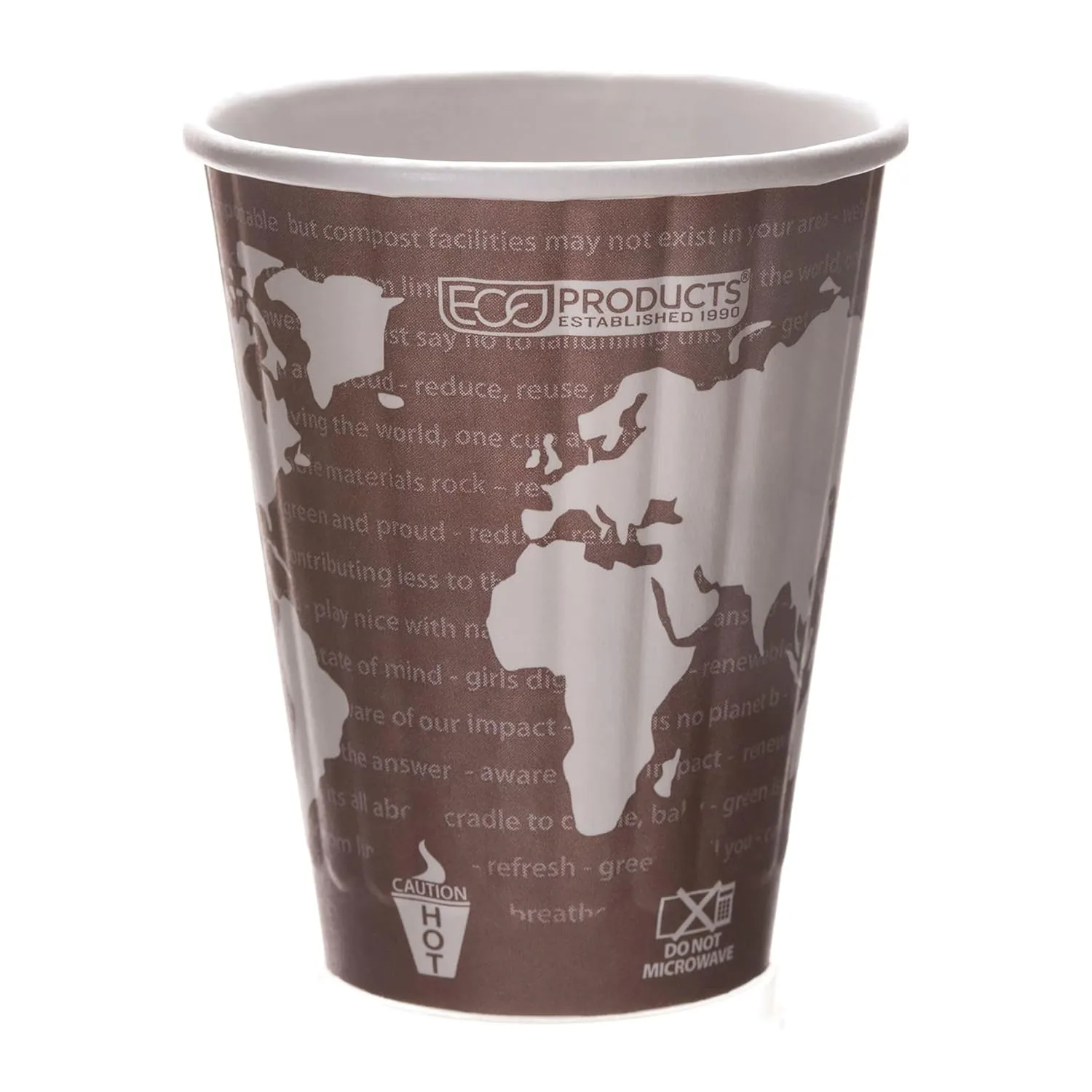 ECO PRODUCTS Compostable Disposable Insulated World Art 8oz Coffee Cups, Case of 800, Renewable Double-wall Hot Paper Cup