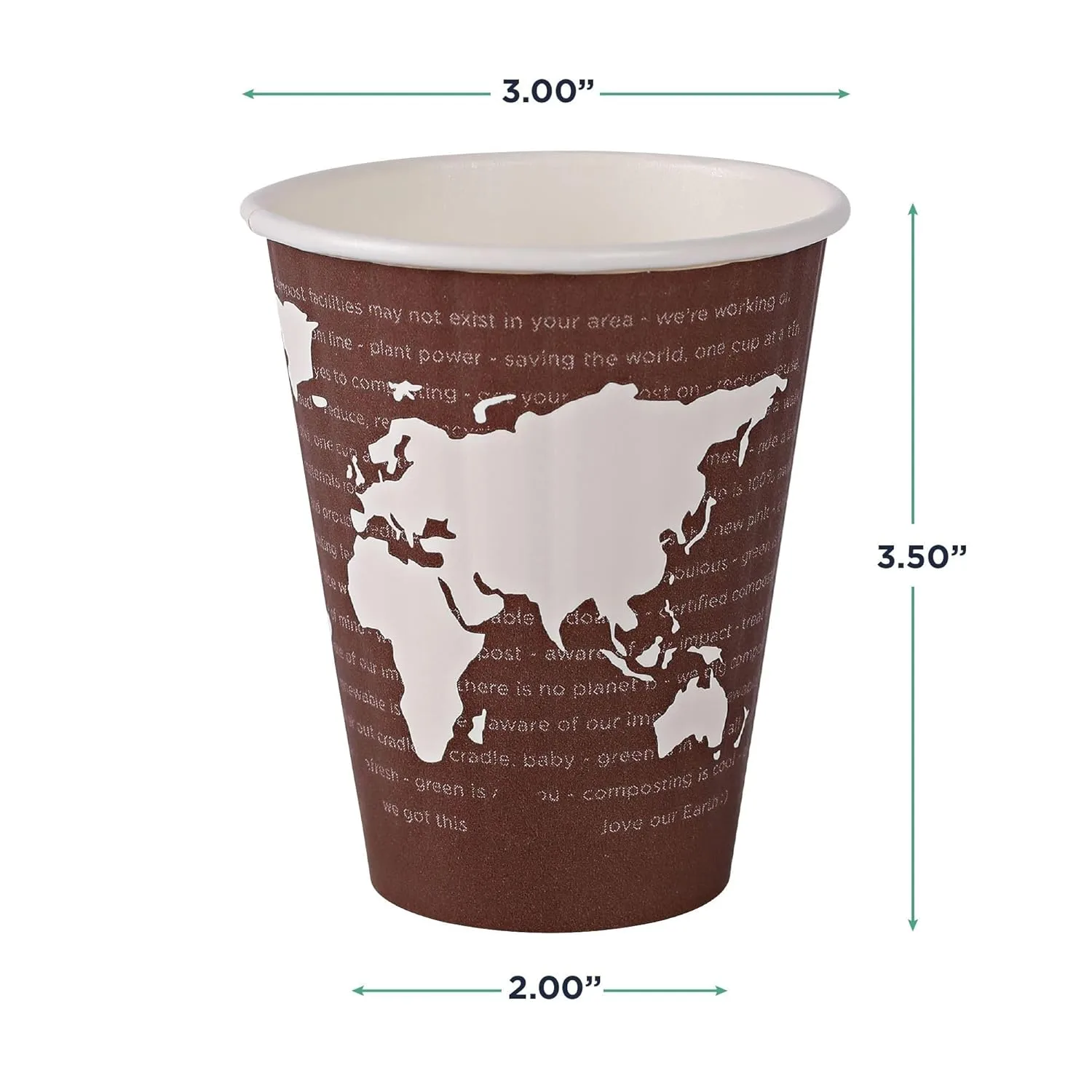 ECO PRODUCTS Compostable Disposable Insulated World Art 8oz Coffee Cups, Case of 800, Renewable Double-wall Hot Paper Cup