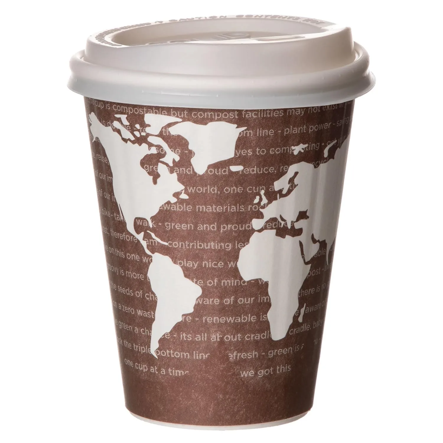 ECO PRODUCTS Compostable Disposable Insulated World Art 8oz Coffee Cups, Case of 800, Renewable Double-wall Hot Paper Cup