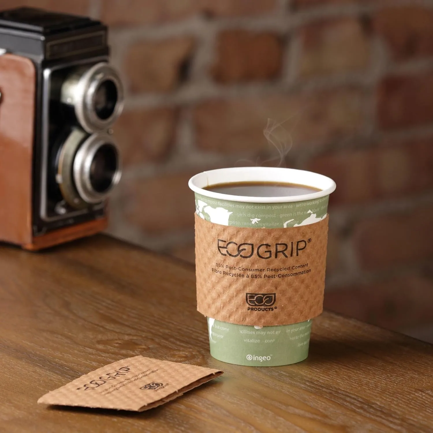 ECO PRODUCTS Recycled Coffee Cup Sleeves, Case Of 1300, Fits 10-20oz Hot Cups, Compostable