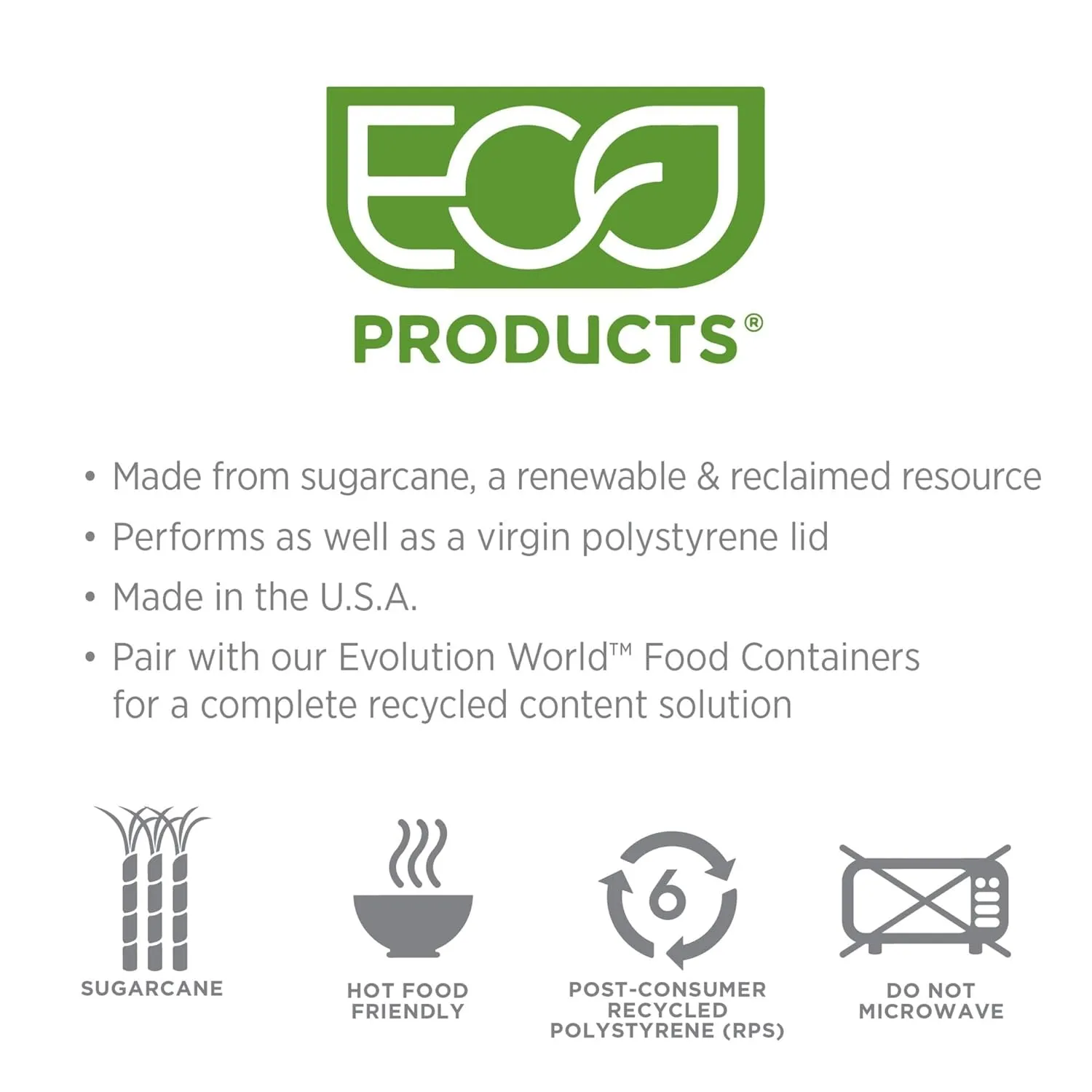 Eco-Products EcoLid Food Container Lids, Fits 12-32 oz, 25% Recycled, Off White, Pack of 500