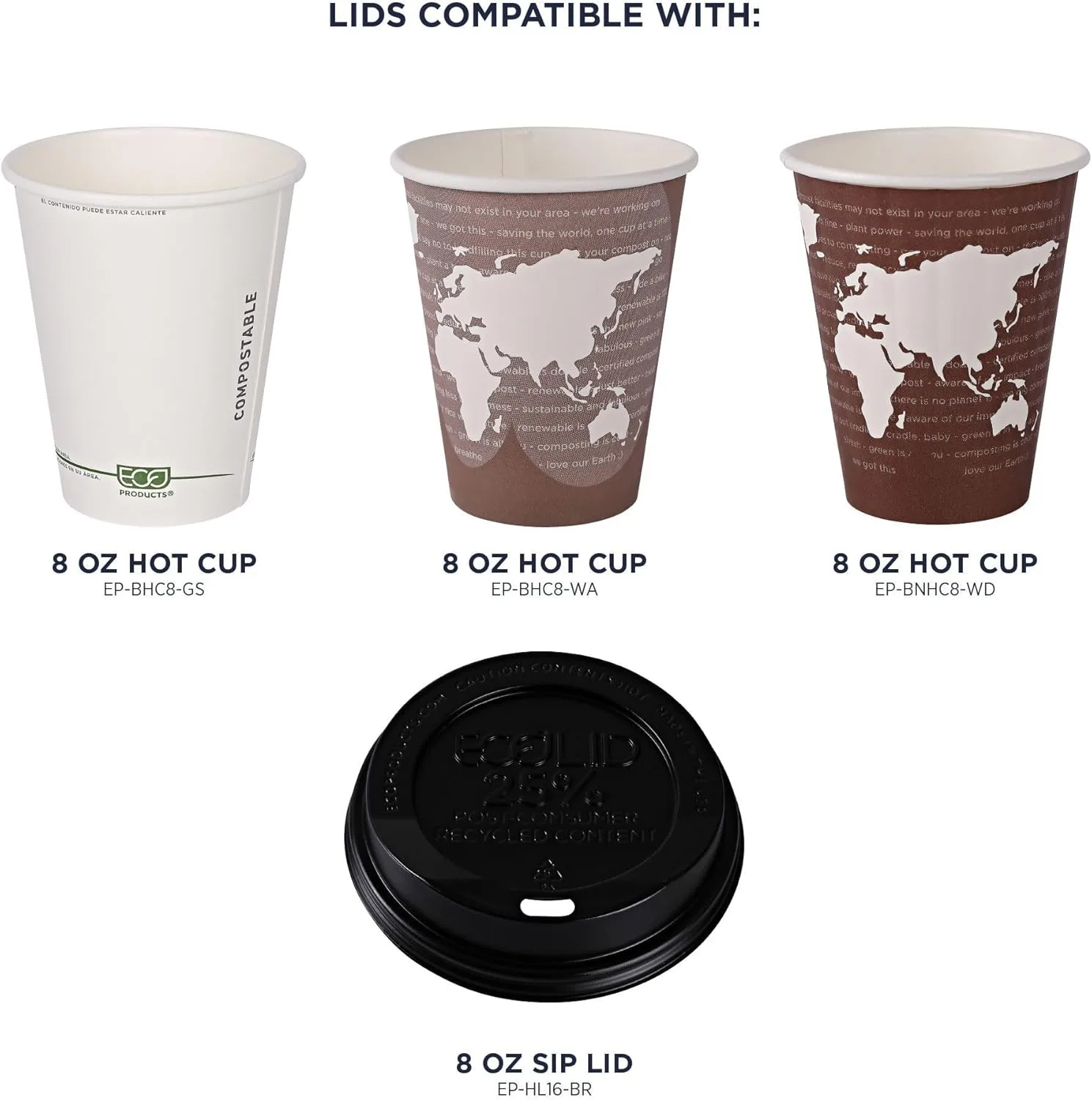 Eco-Products EcoLid Hot Cup Lids, Fits 10-20 oz