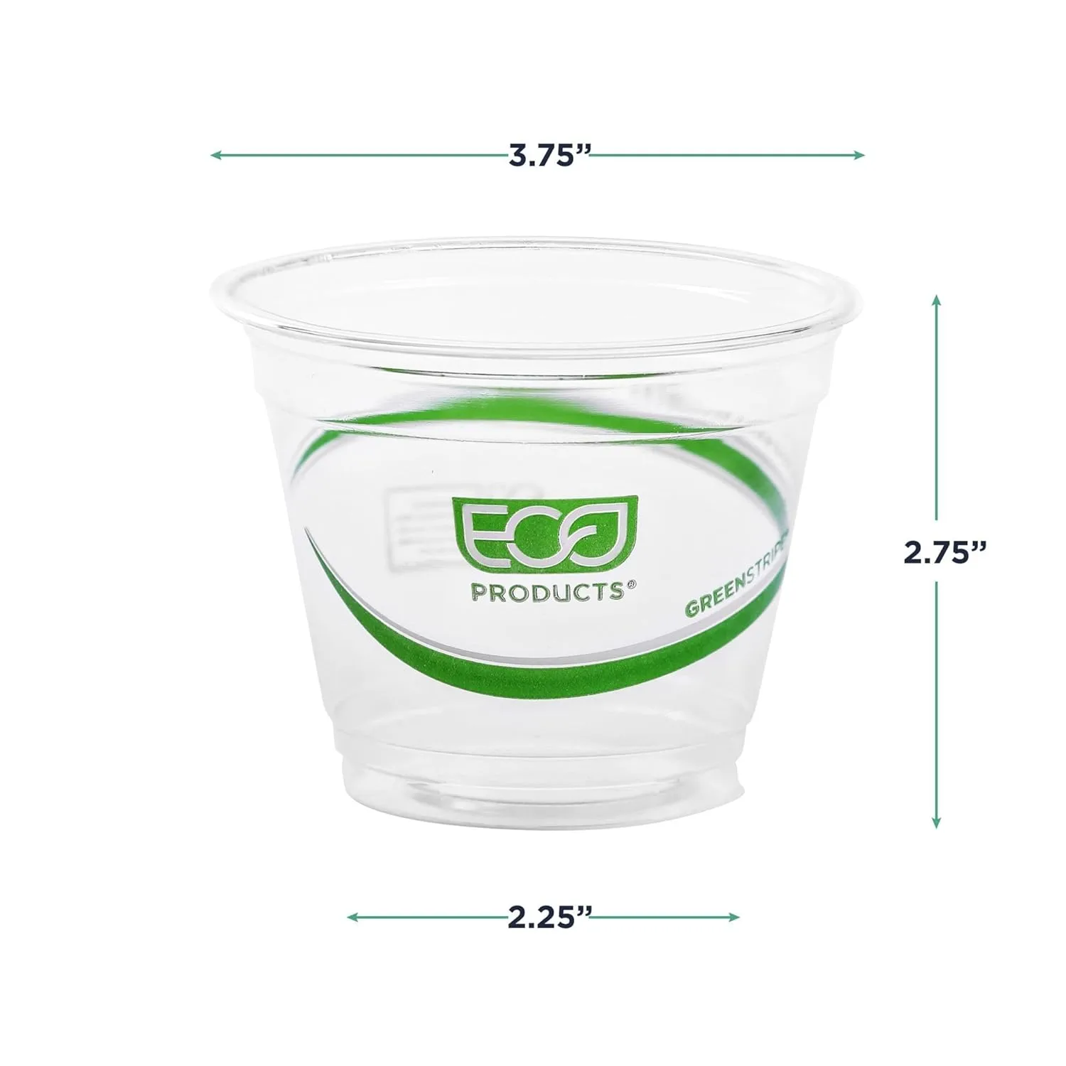 ECO PRODUCTS GreenStripe Clear Compostable 9oz PLA Plastic Cups, Case of 1000, Disposable Renewable Plant-Based Cold Cups