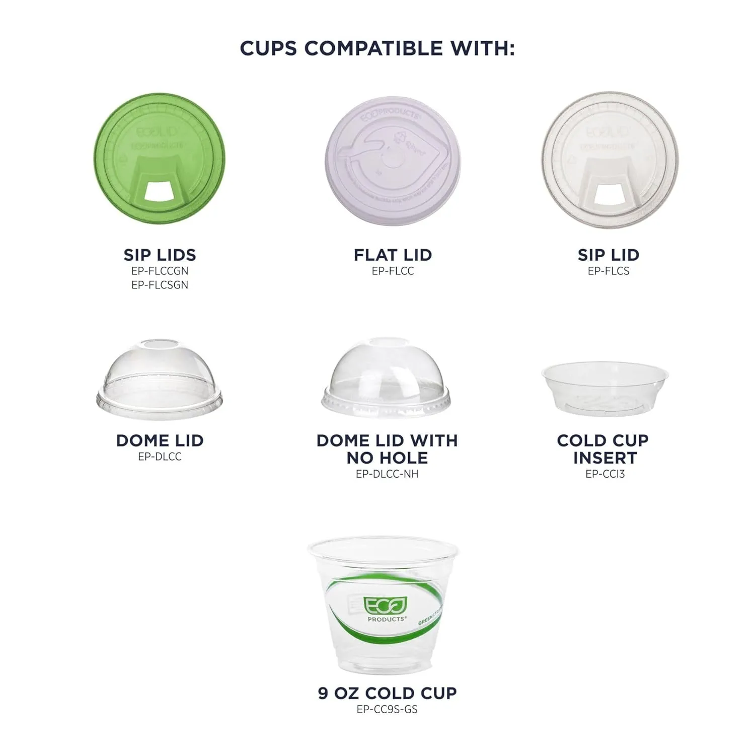 ECO PRODUCTS GreenStripe Clear Compostable 9oz PLA Plastic Cups, Case of 1000, Disposable Renewable Plant-Based Cold Cups