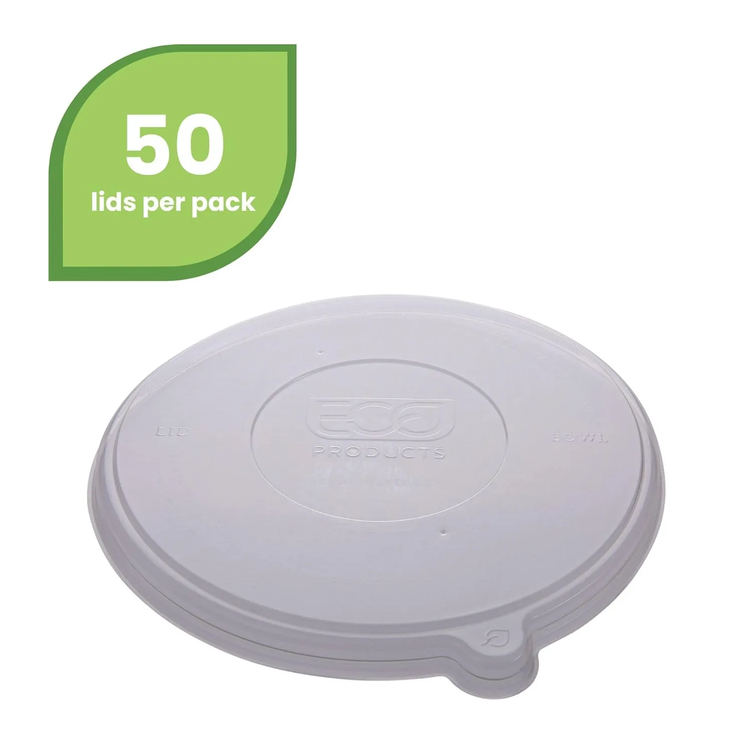 Eco-Products Recycled Flat Bowl Lids, Case of 400, Fits 24-46oz Coupe/16-40oz Noodle Bowls