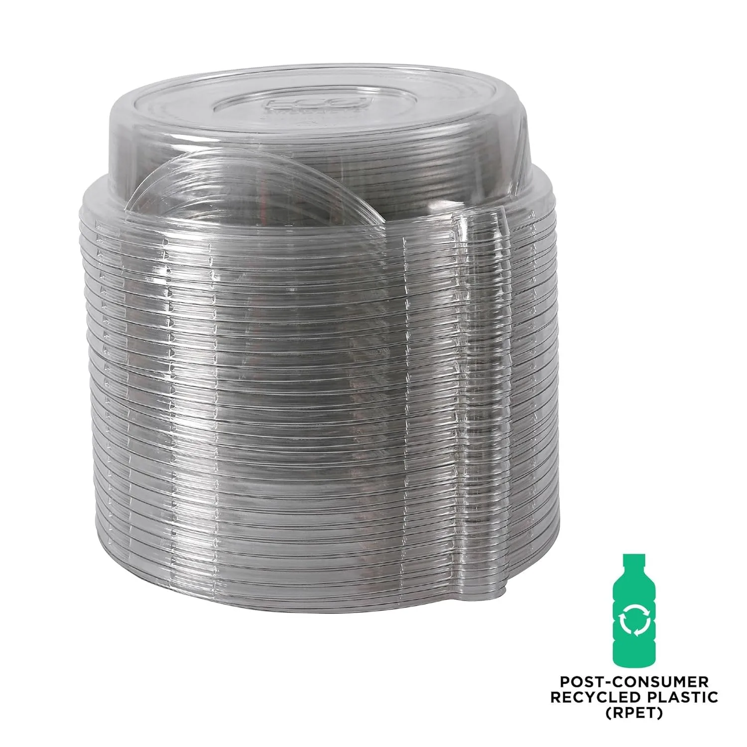 Eco-Products Recycled 9" Plate Dome Lids, Case of 300, Clear 100% Post-Consumer Recycled Plastic, Hot and Cold Food Friendly