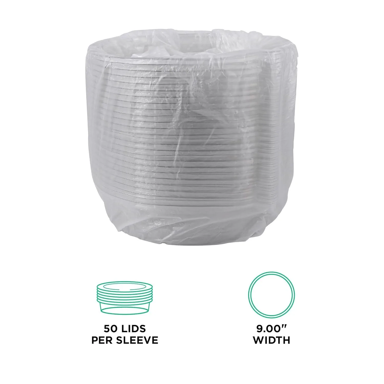 Eco-Products Recycled 9" Plate Dome Lids, Case of 300, Clear 100% Post-Consumer Recycled Plastic, Hot and Cold Food Friendly