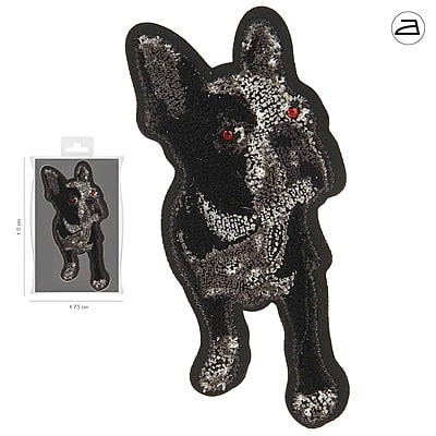 Applicazione Buldog con strass rossi Applicazione Buldog con strass rossi