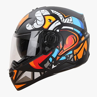 STEELBIRD SBA-7 ISS BIRDIE GLOSSY BLACK/ORANGE C/V (M)