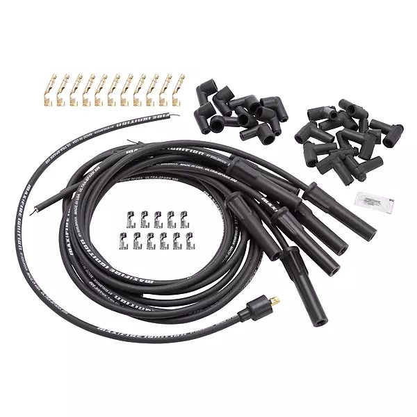 Edelbrock 22700 Spark Plug Set Universal Flex Boots 500 ohm Resistance 8.65mm Black Wire (Set of 9)