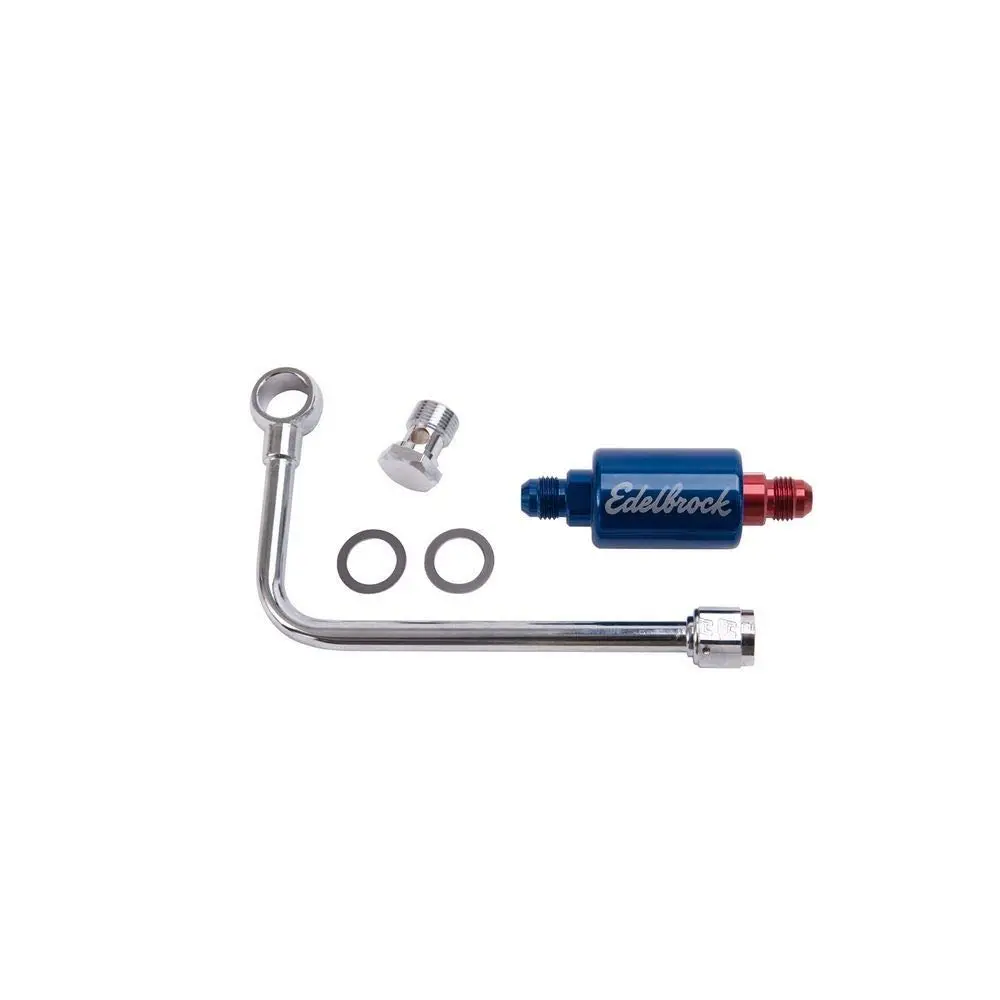 Edelbrock 8134 Chrome Fuel Line Kit, Red/Blue