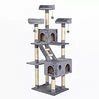 Deluxe Multi-Level Cat Tree with Dual Condo, Ladder & Scratching Posts