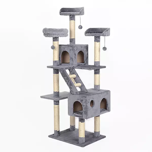 Deluxe Multi-Level Cat Tree with Dual Condo, Ladder & Scratching Posts