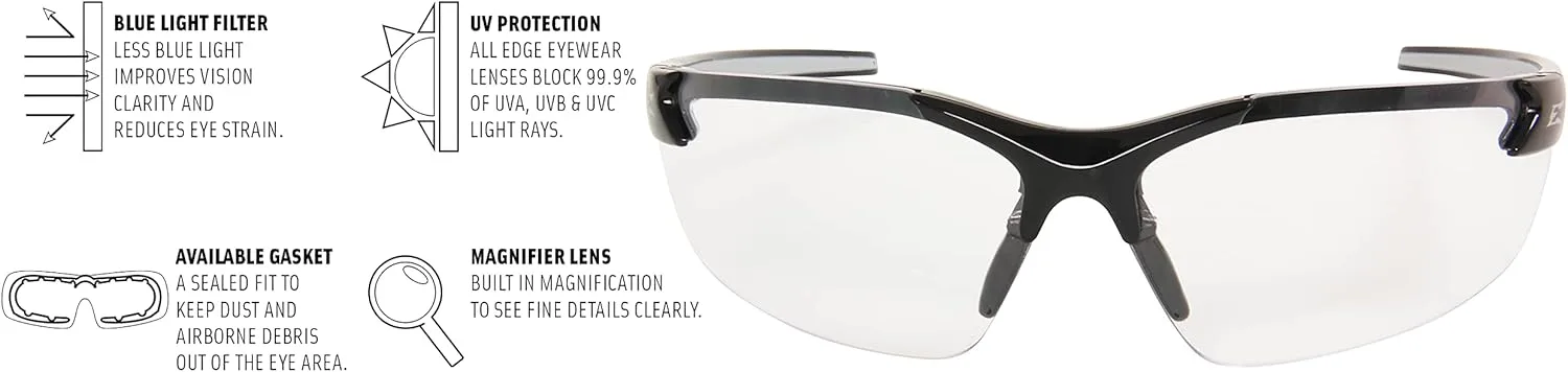EDGE Wrap-Around Safety Glasses — Polycarbonate UV Protection