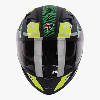 STEELBIRD SBA-21 RAPTOR PANTHA GLOSSY BLACK/NEON GREEN C/V 600 MM (L) (LONG CHEEKPAD)