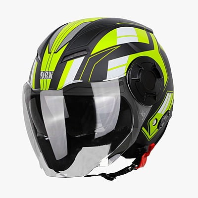 STEELBIRD SBH-31 DRX ISS PACE GLOSSY BLACK/NEON C/V (L)
