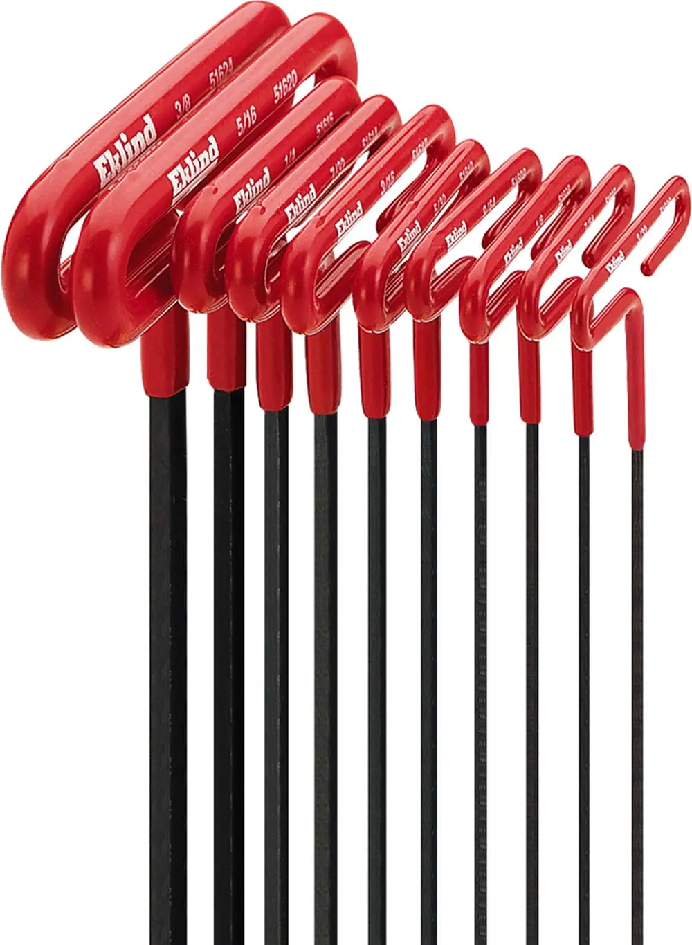 EKLIND 53610 Cushion Grip Hex T-Key allen wrench - 10pc set SAE Inch Sizes 3/32-3/8 6in series